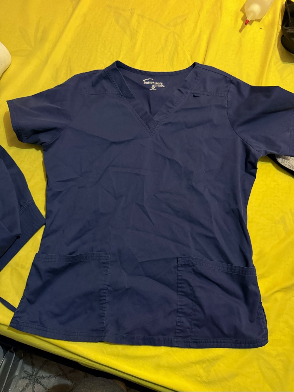 Butter-Soft Men's Navy V-Neck Scrub Top